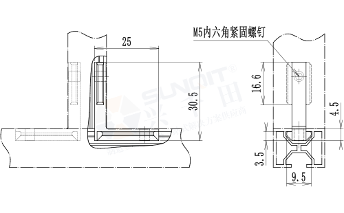 托盤型材內置固定件尺寸圖