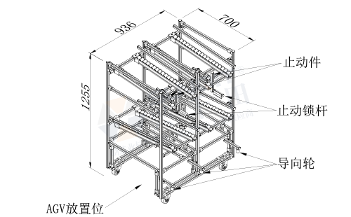 AGV周轉車+物料架(單側型)圖紙 AGV周轉車+物料架(單側型)圖紙