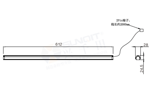 24V三防燈模組(600)尺寸圖