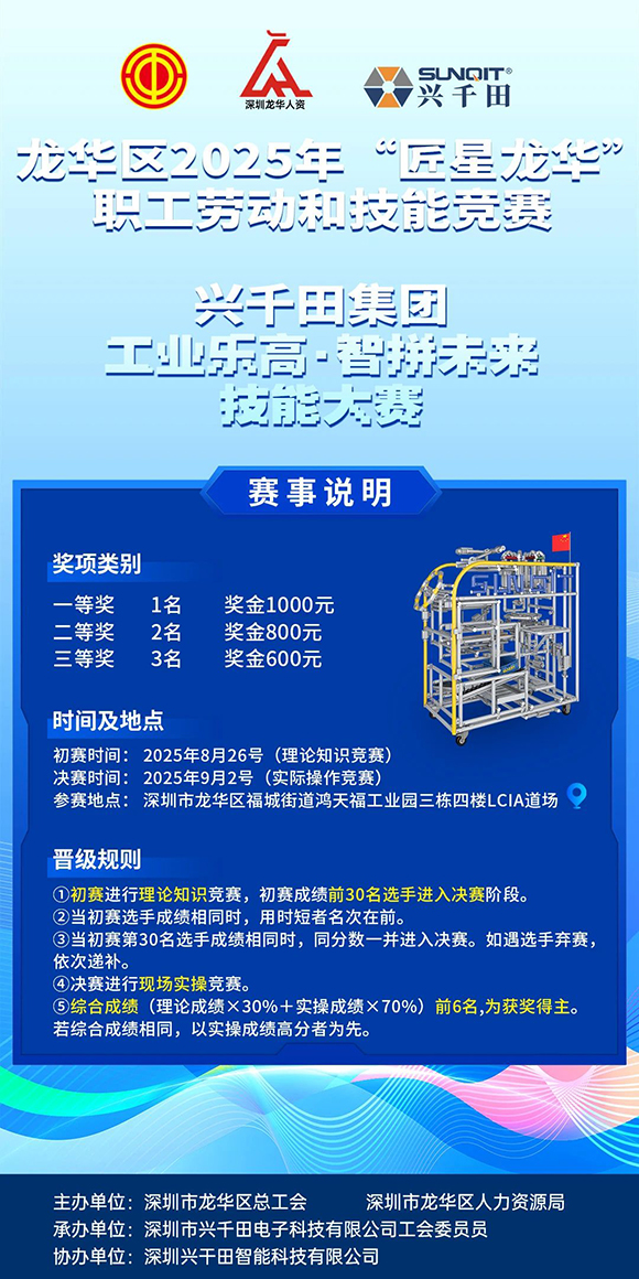 龍華區2025年“匠星龍華”—興千田集團 工業樂高·智拼未來,技能大賽! 龍華區2025年“匠星龍華”—興千田集團 工業樂高·智拼未來,技能大賽!